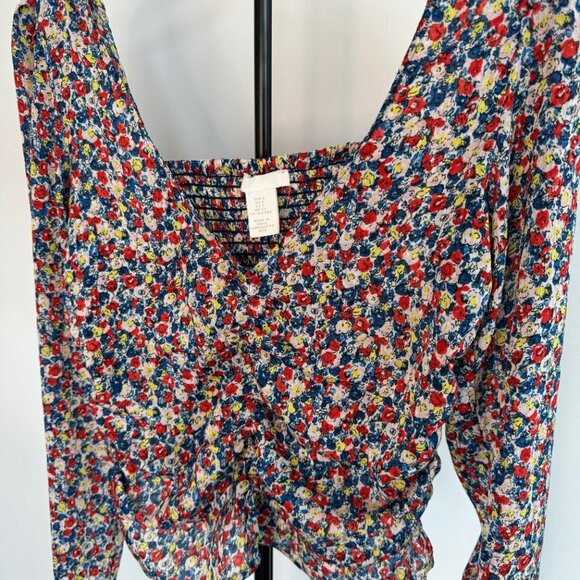 H&M | Puff-Sleeved Peplum Blouse | Floral | Size S​​ - Picture 5 of 6